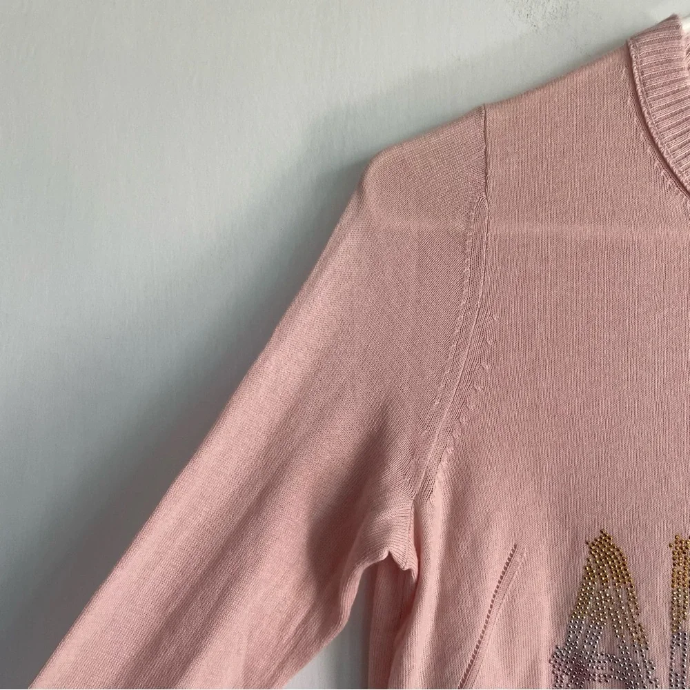 NWT Zadig and Voltaire Miss Amour Gradient Strass Sweater Pink Long Sleeve XS
